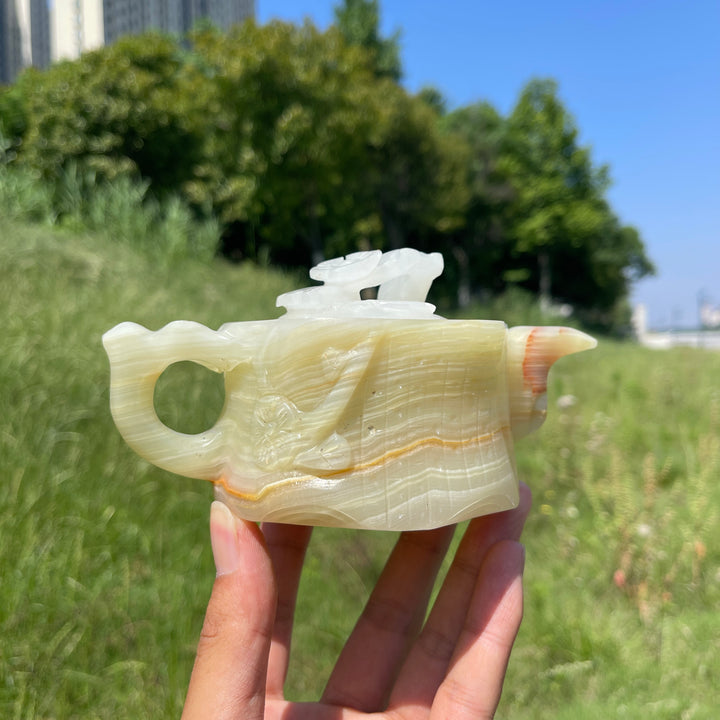 Unique,A Slightly Imperfect Natural Elegant Afghanistan Jade Teapot Carving