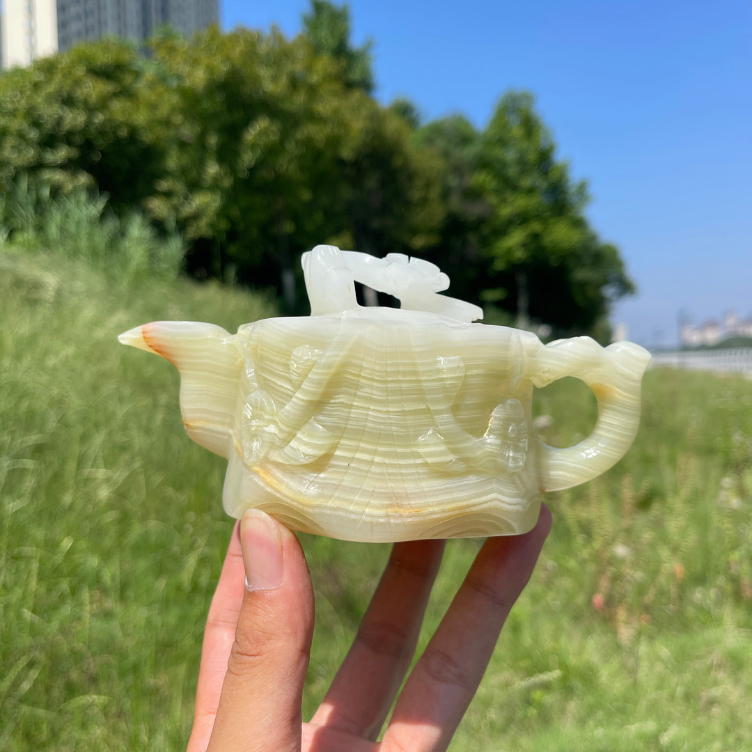 Unique,A Slightly Imperfect Natural Elegant Afghanistan Jade Teapot Carving