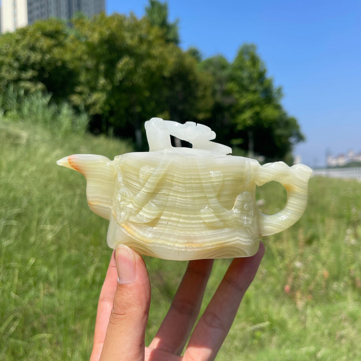 Unique,A Slightly Imperfect Natural Elegant Afghanistan Jade Teapot Carving