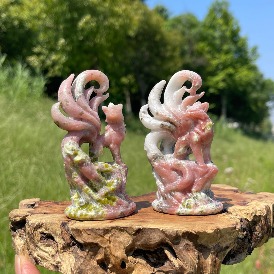 Natural Nine-Tailed Fox Crystal Carving