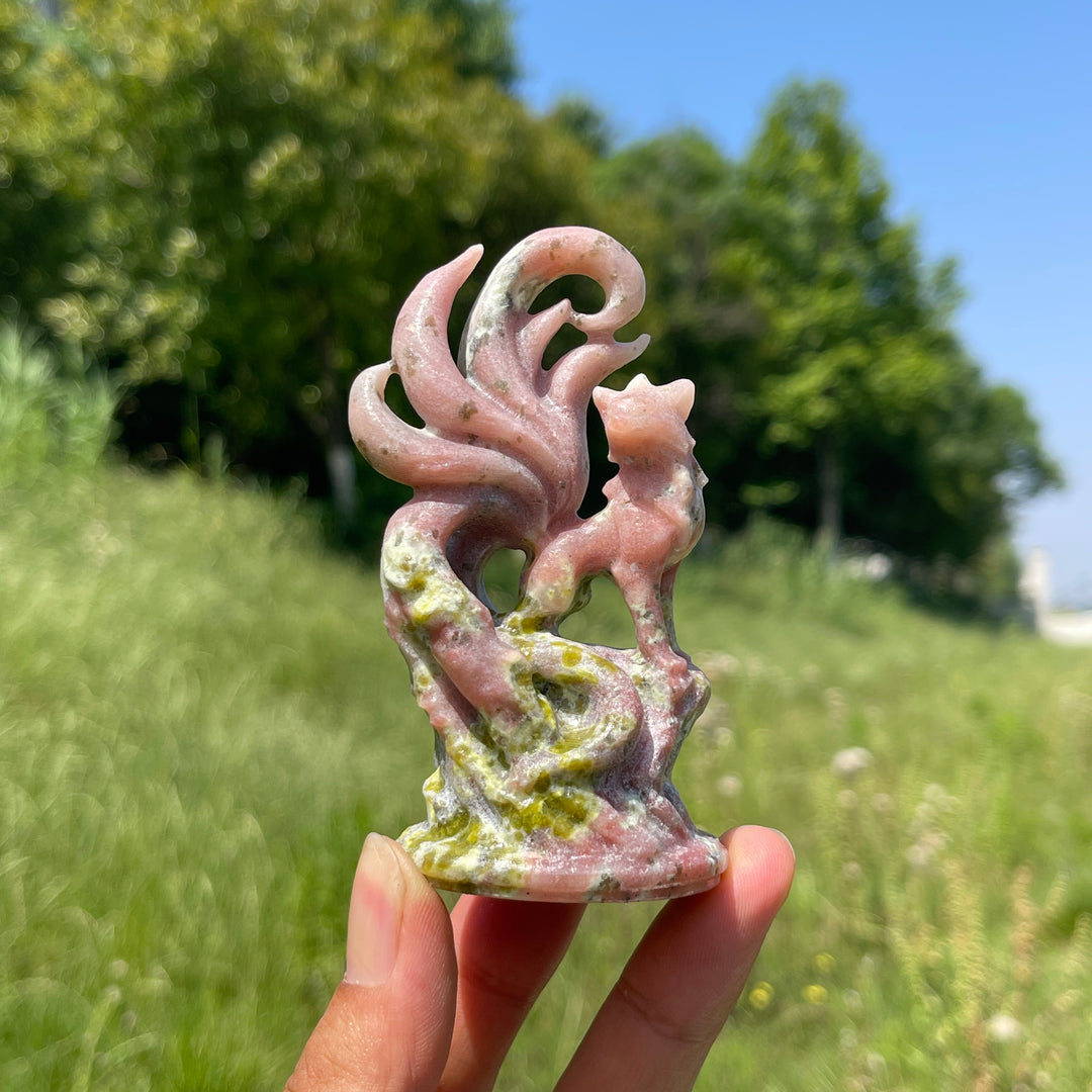 Natural Nine-Tailed Fox Crystal Carving