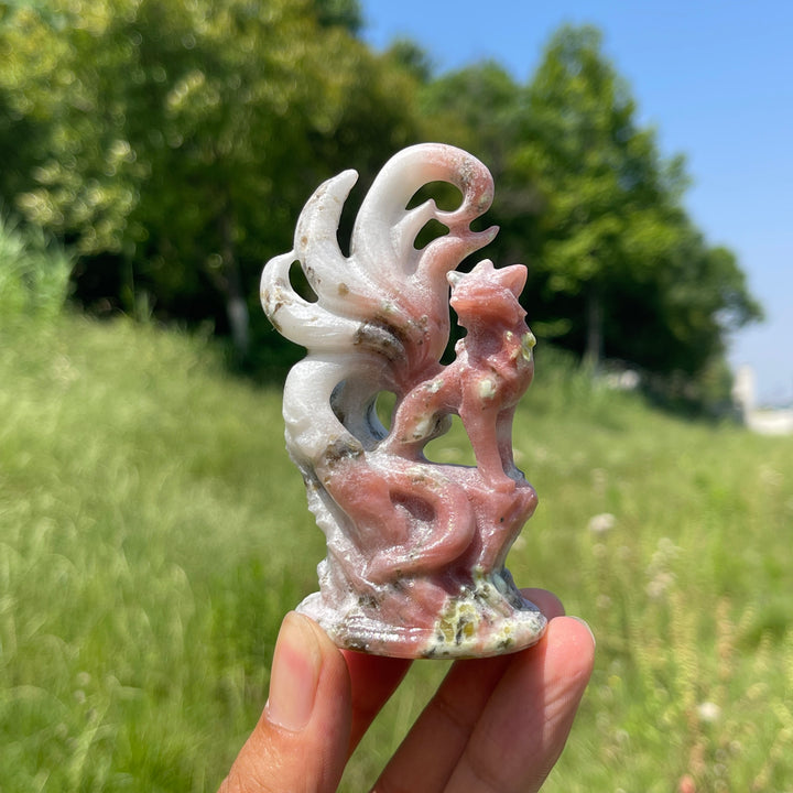 Natural Nine-Tailed Fox Crystal Carving