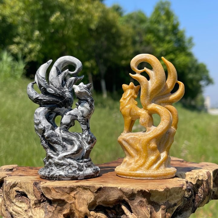 Natural Nine-Tailed Fox Crystal Carving