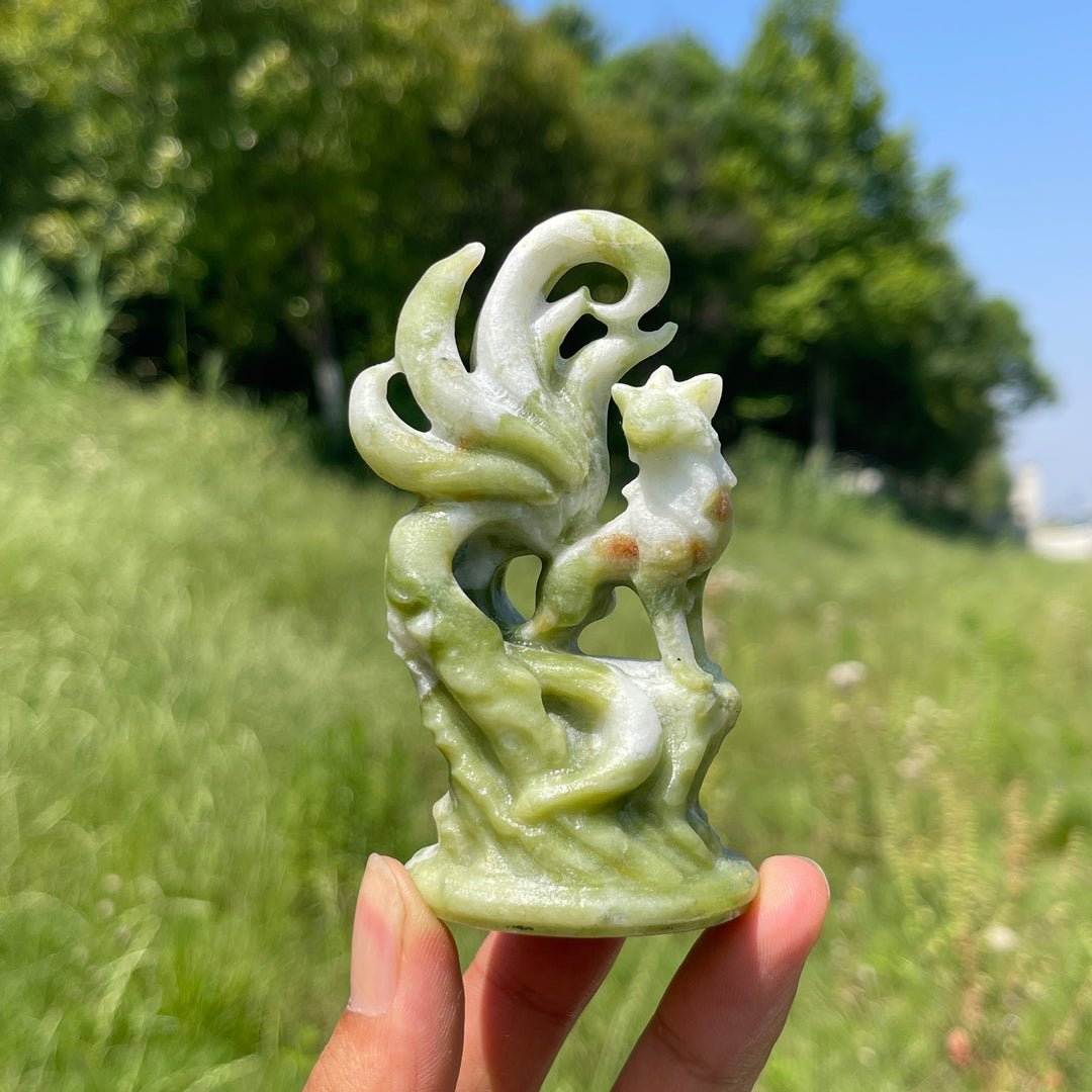 Natural Nine-Tailed Fox Crystal Carving