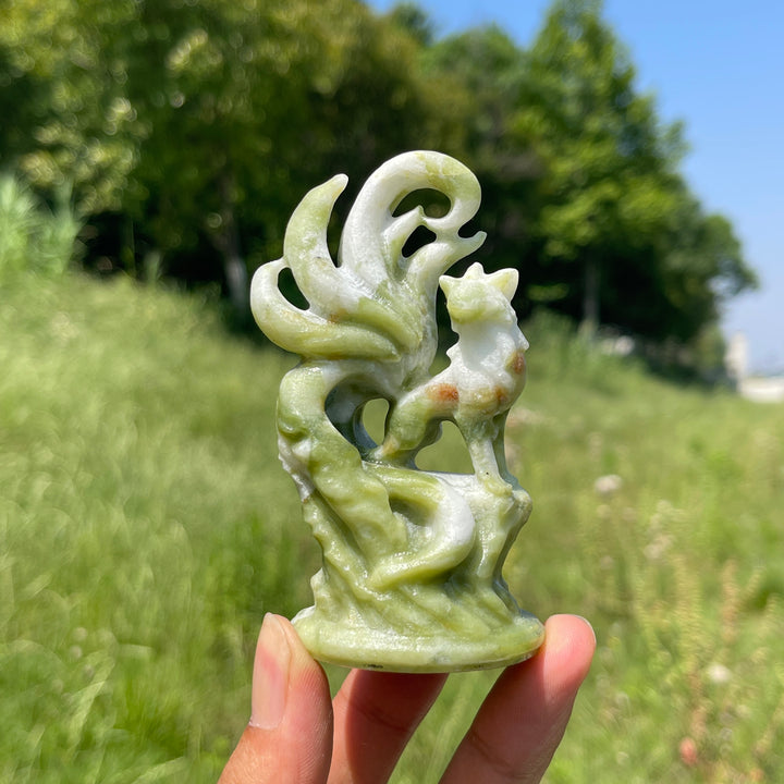 Natural Nine-Tailed Fox Crystal Carving