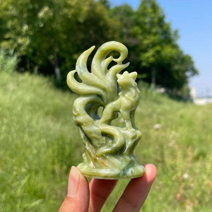 Natural Nine-Tailed Fox Crystal Carving