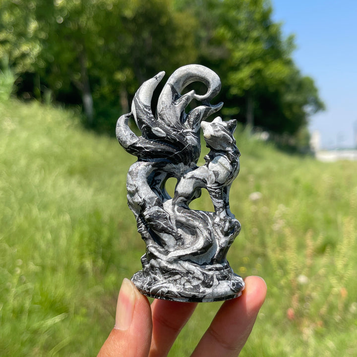 Natural Nine-Tailed Fox Crystal Carving