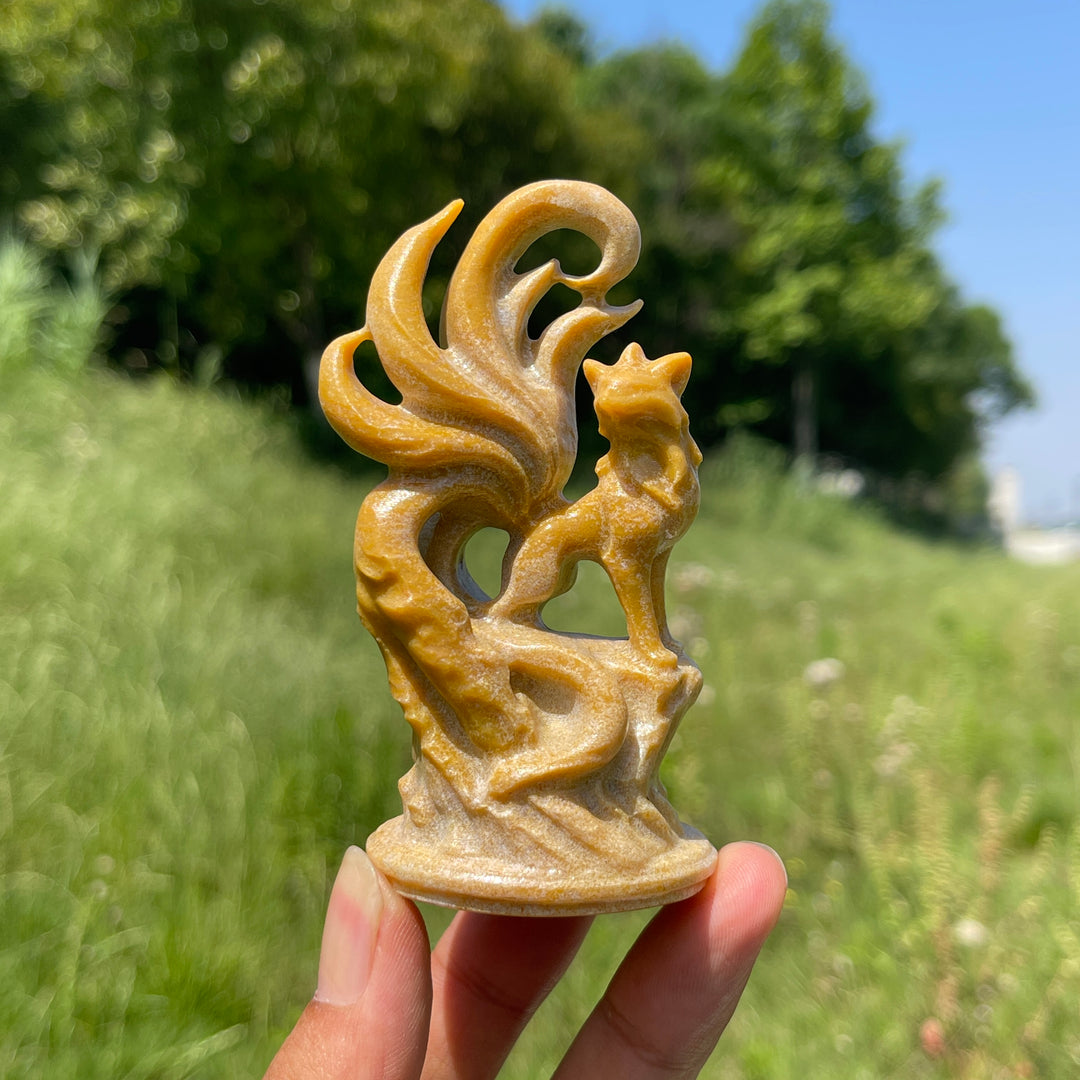 Natural Nine-Tailed Fox Crystal Carving