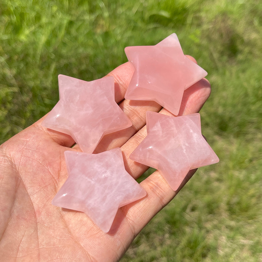 Natural Crystal Carving Rose Quartz Five Pointed Star