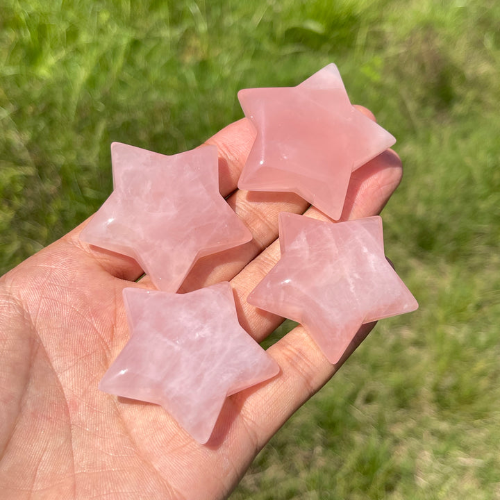 Natural Crystal Carving Rose Quartz Five Pointed Star