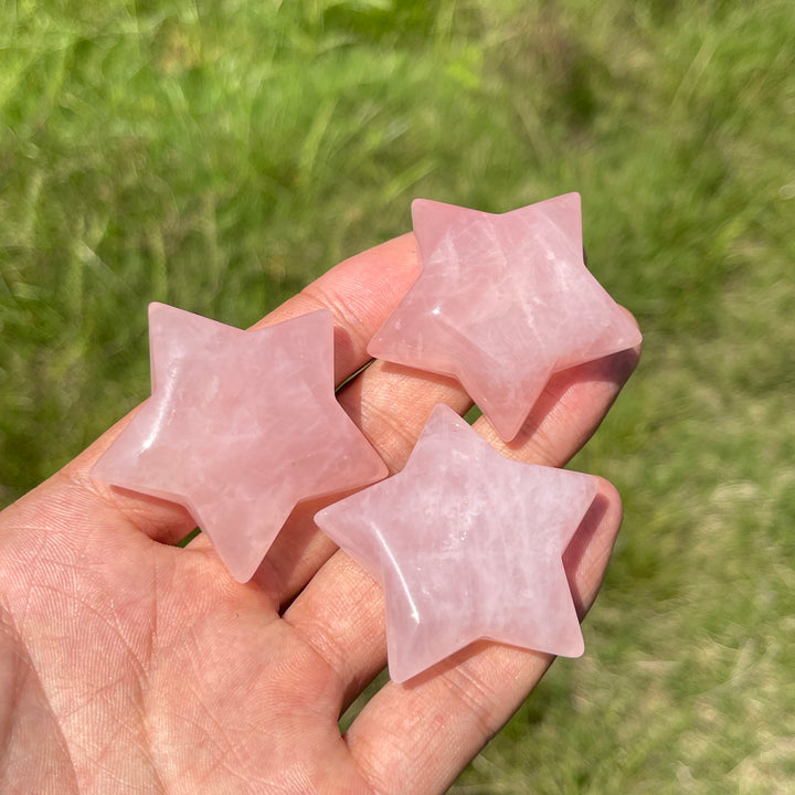Natural Crystal Carving Rose Quartz Five Pointed Star