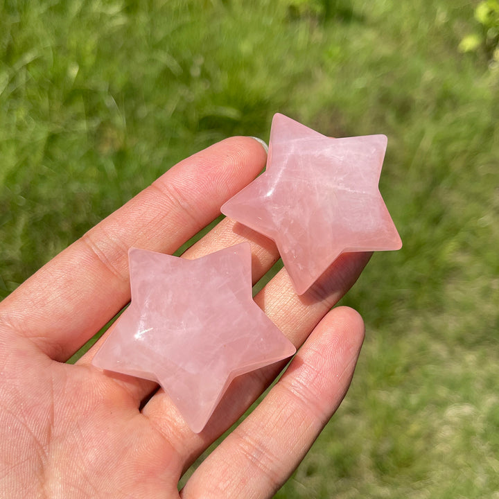 Natural Crystal Carving Rose Quartz Five Pointed Star