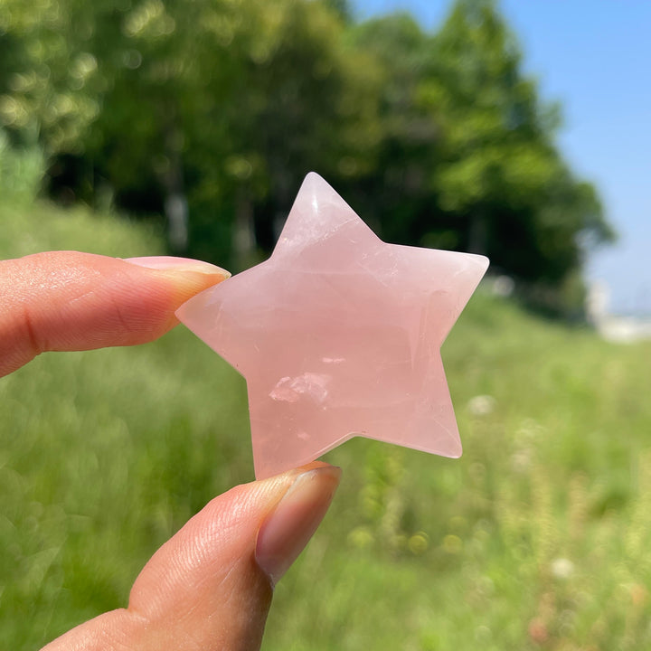 Natural Crystal Carving Rose Quartz Five Pointed Star
