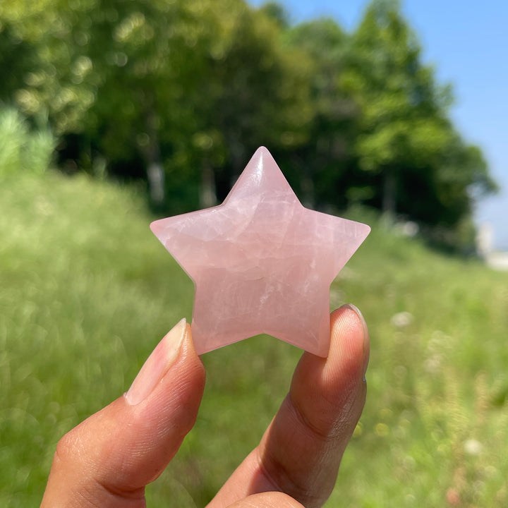 Natural Crystal Carving Rose Quartz Five Pointed Star