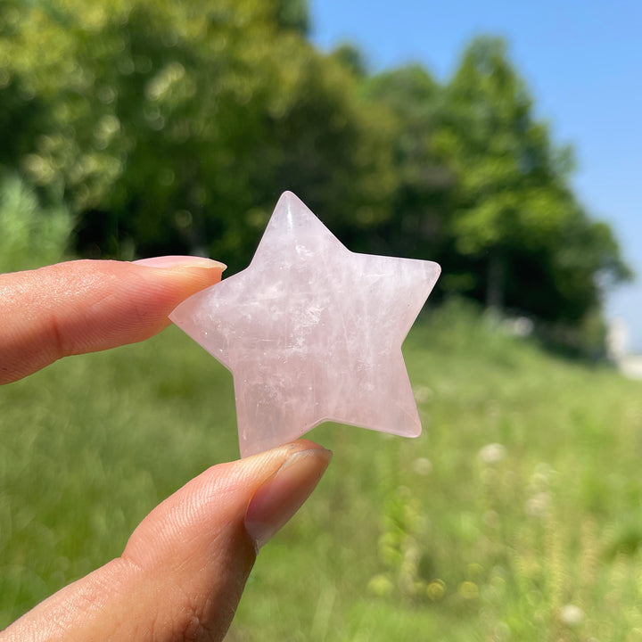 Natural Crystal Carving Rose Quartz Five Pointed Star
