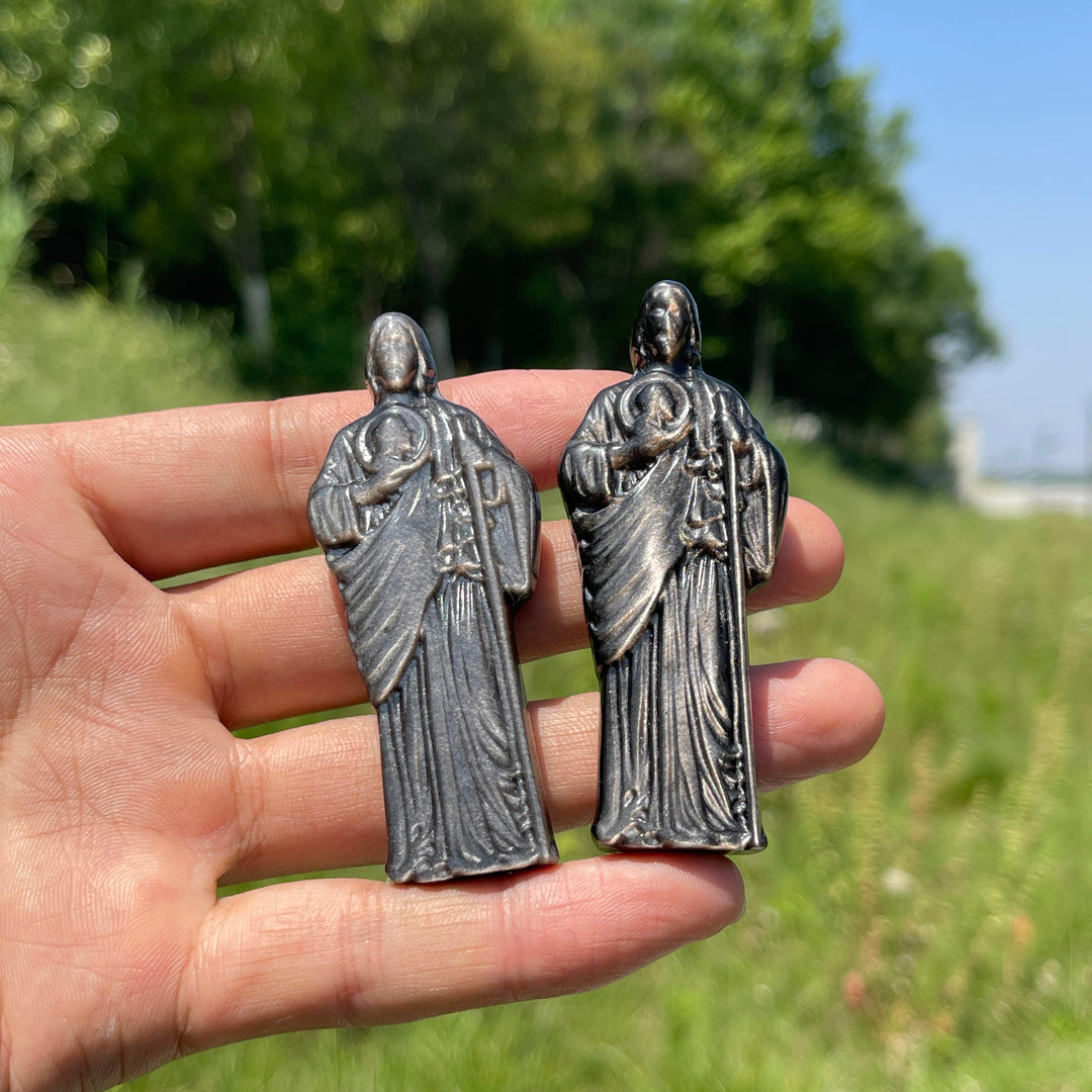 Natural Sacred Silver Obsidian Priest Carving