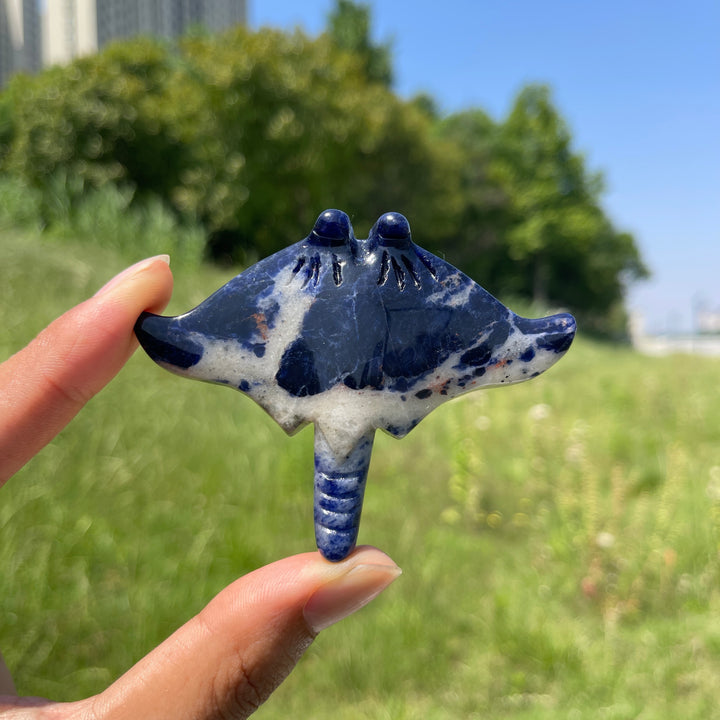 Natural Crystal Manta Ray Carving