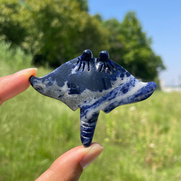 Natural Crystal Manta Ray Carving