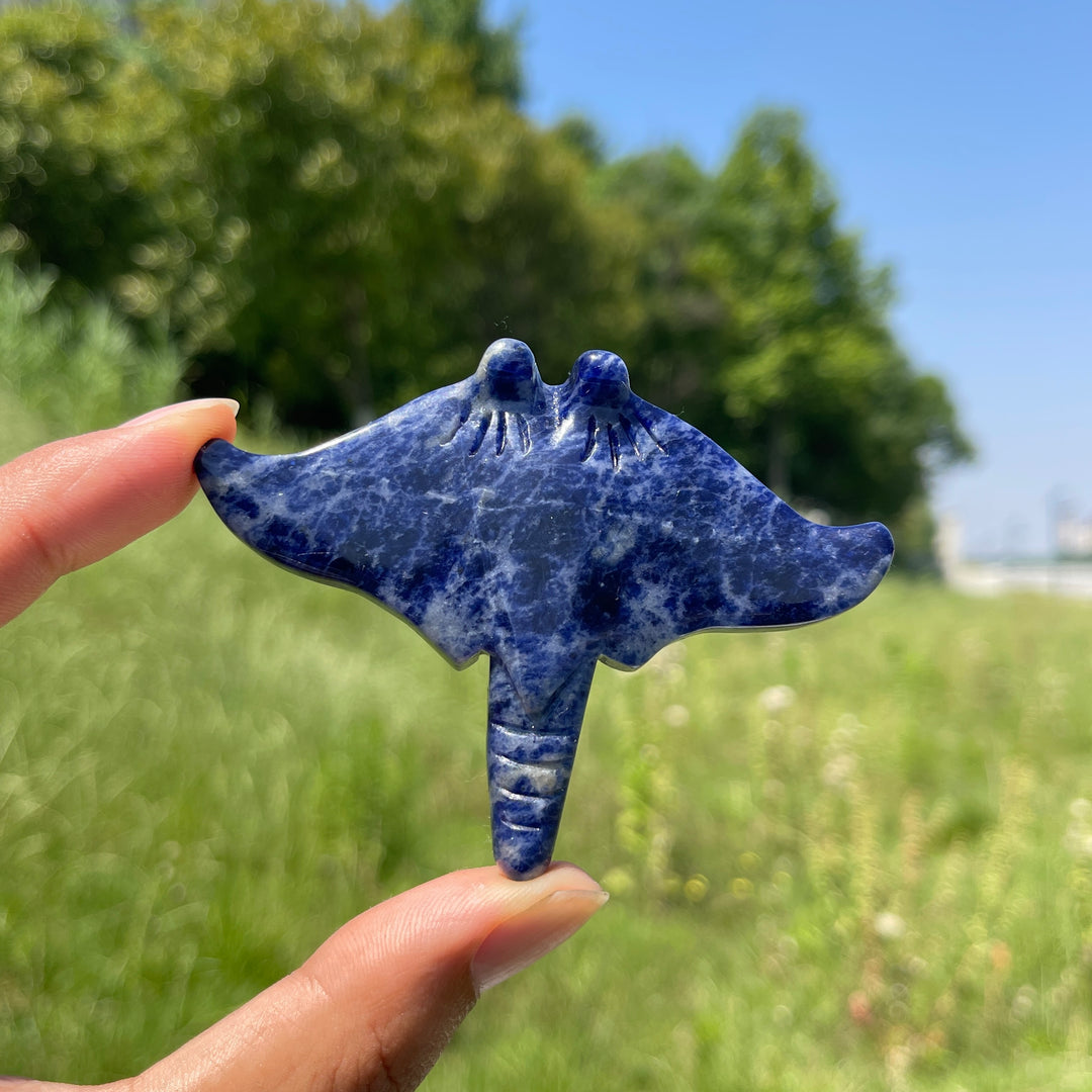 Natural Crystal Manta Ray Carving