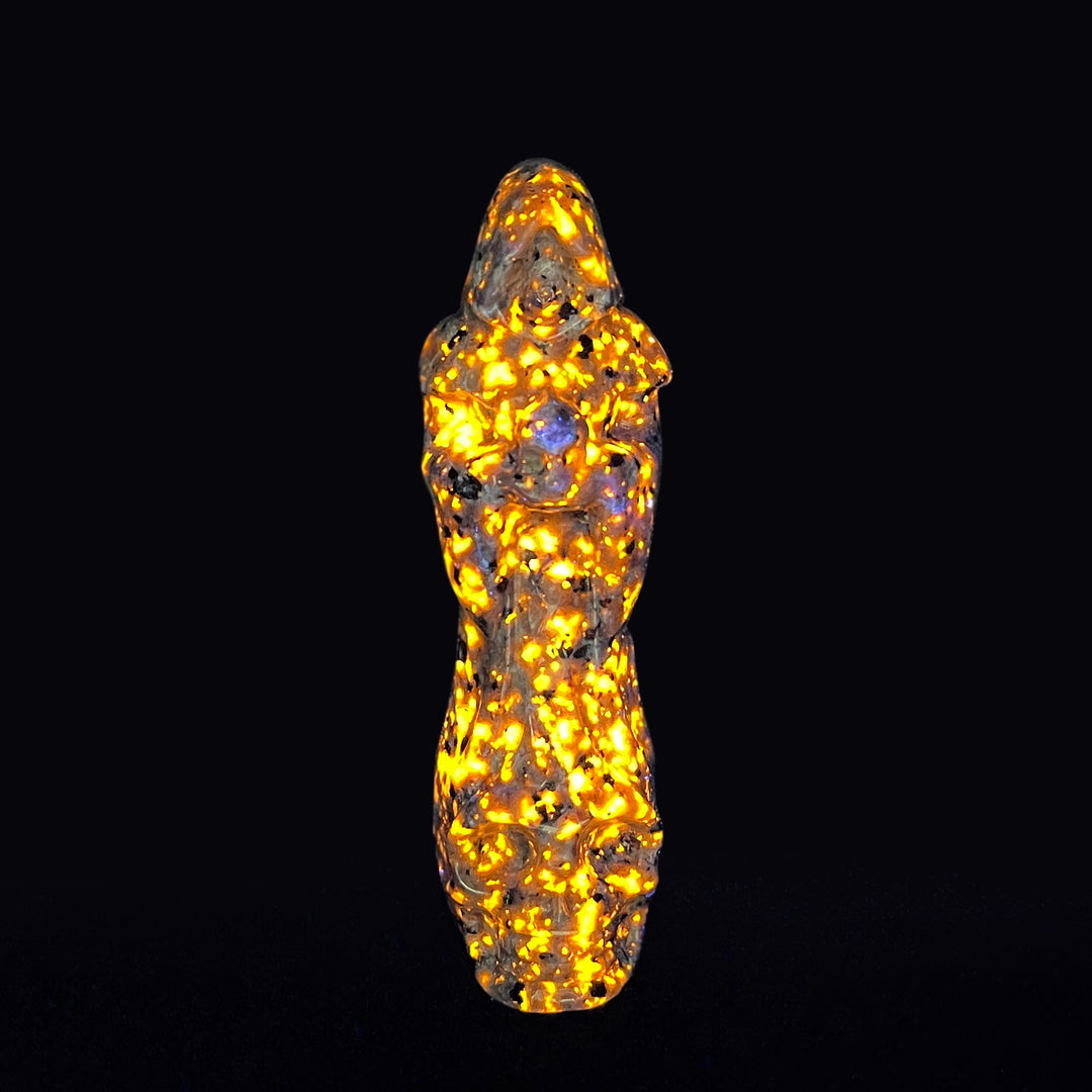 Natural Crystal Standing Grim Reaper Skull Carving