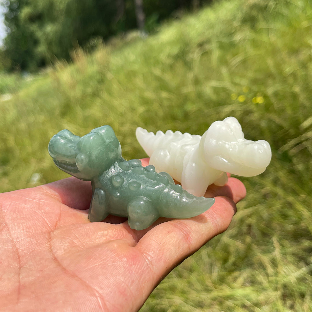 Natural Crystal Adorable Cute Crocodile Carving