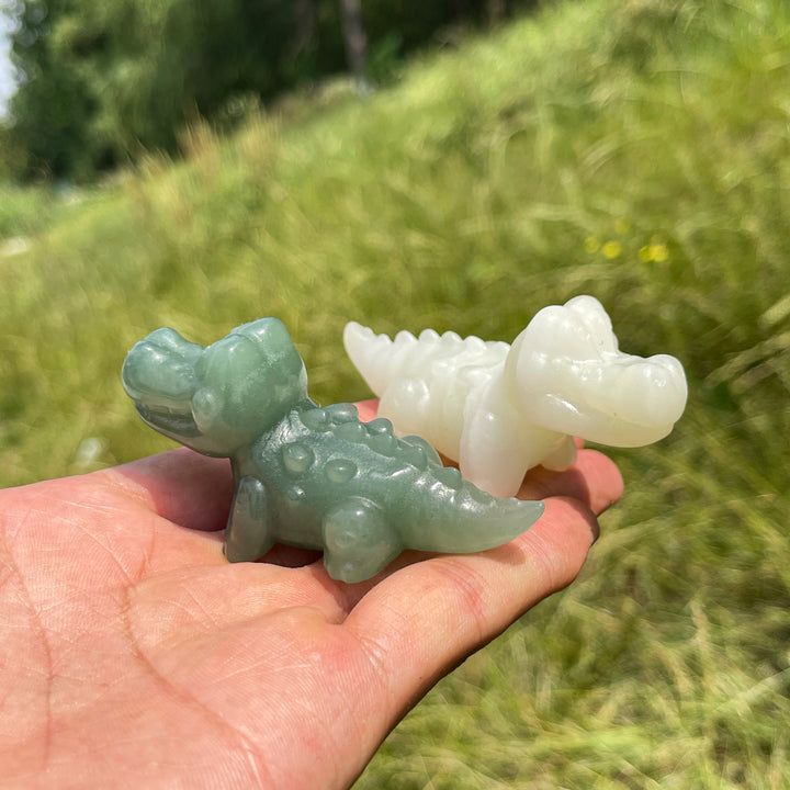 Natural Crystal Adorable Cute Crocodile Carving