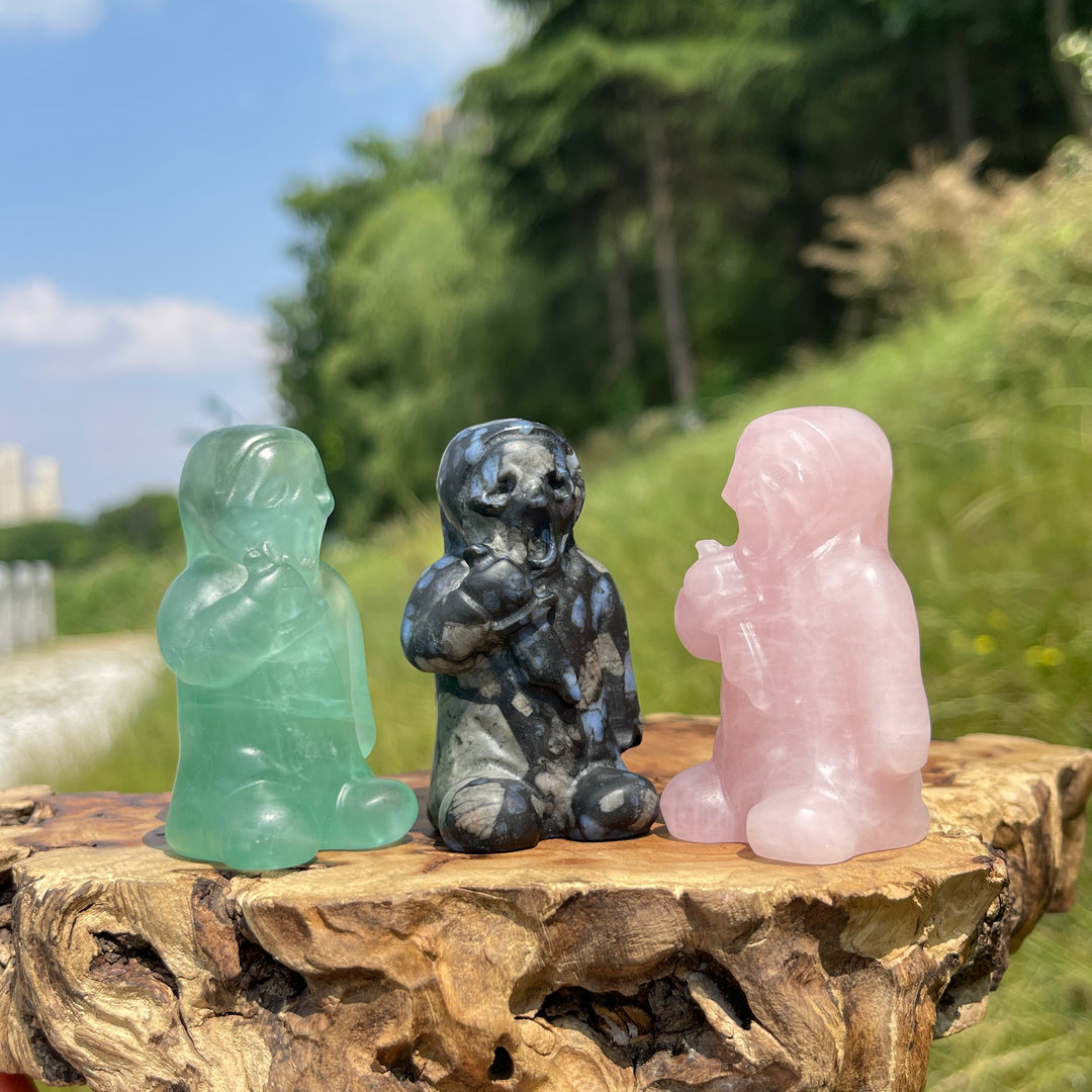 Natural Crystal Grim Reaper Carving With Dagger