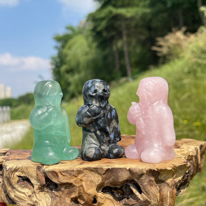 Natural Crystal Grim Reaper Carving With Dagger