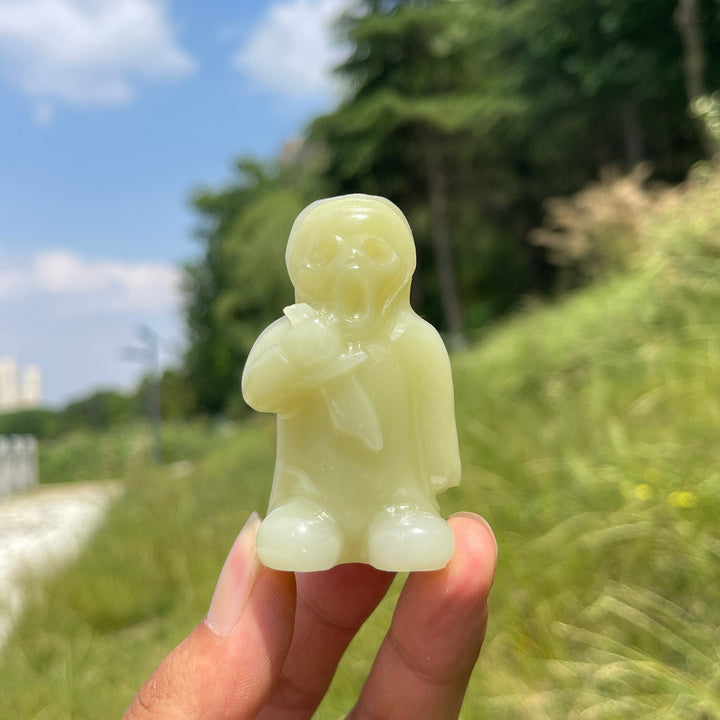 Natural Crystal Grim Reaper Carving With Dagger