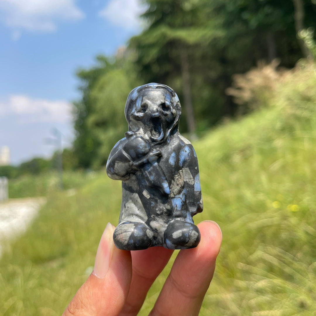 Natural Crystal Grim Reaper Carving With Dagger