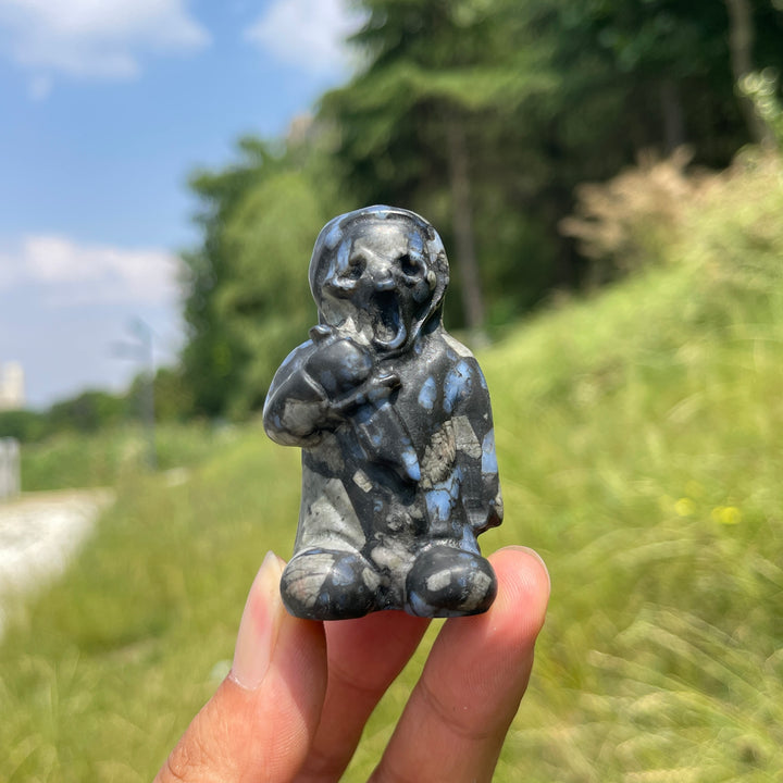 Natural Crystal Grim Reaper Carving With Dagger