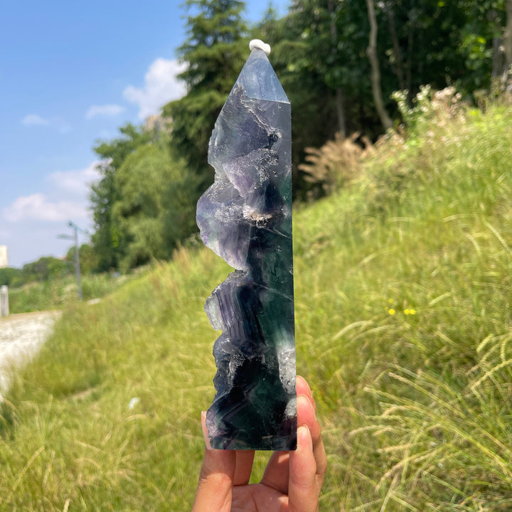 Imperfect,Unique Natural Fluorite Raw Crystal Point