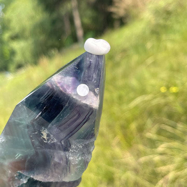 Imperfect,Unique Natural Fluorite Raw Crystal Point