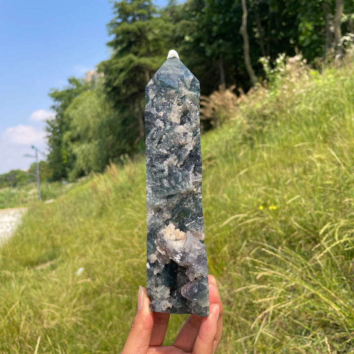 Imperfect,Unique Natural Fluorite Raw Crystal Point