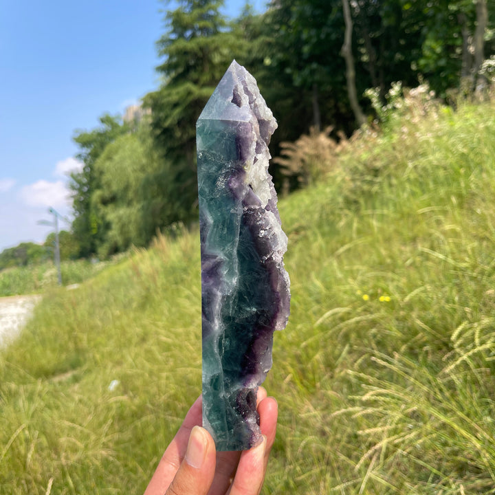 Imperfect,Unique Natural Fluorite Raw Crystal Point
