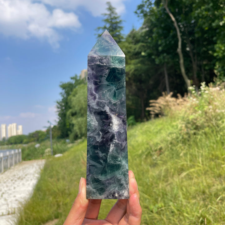 Imperfect,Unique Natural Fluorite Raw Crystal Point