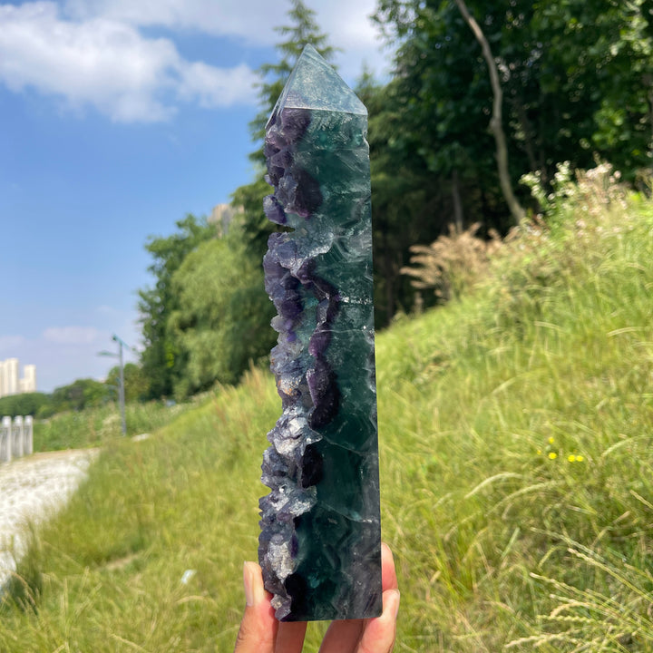 Imperfect,Unique Natural Fluorite Raw Crystal Point