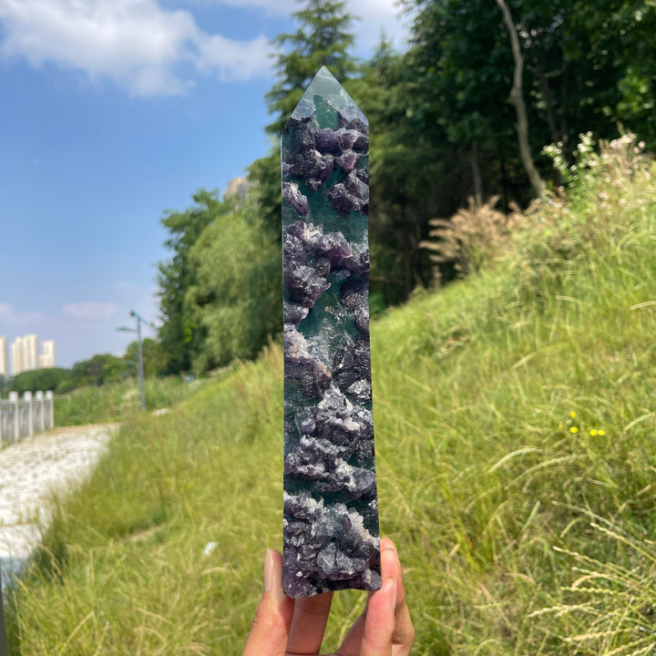 Imperfect,Unique Natural Fluorite Raw Crystal Point
