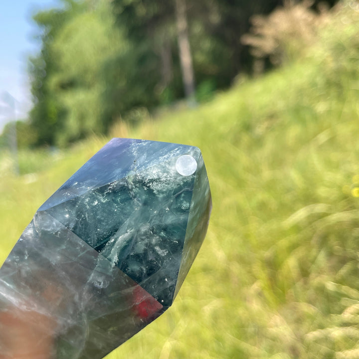 Imperfect,Unique Natural Fluorite Raw Crystal Point