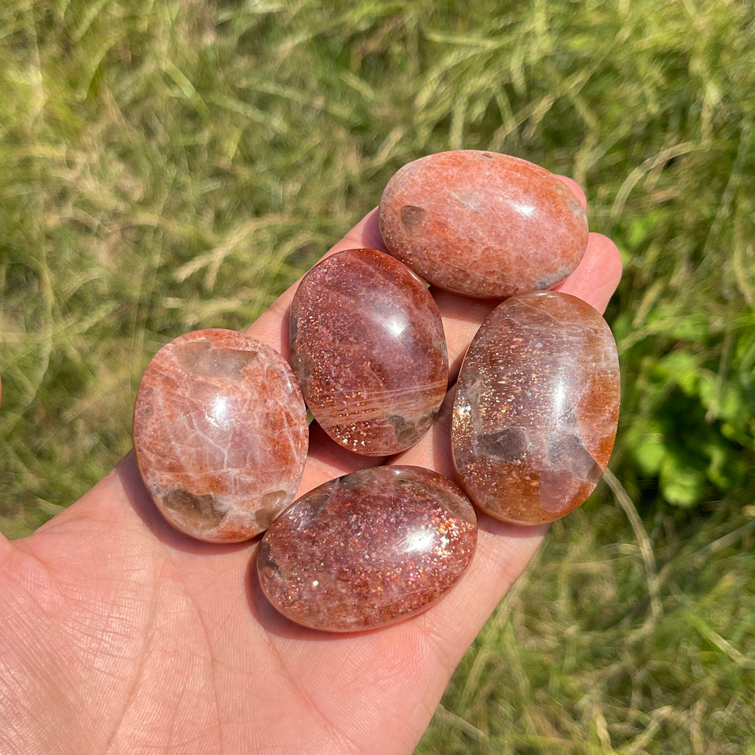 Natural Crystal Golden Sunstone Palm Stone