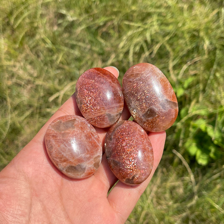 Natural Crystal Golden Sunstone Palm Stone