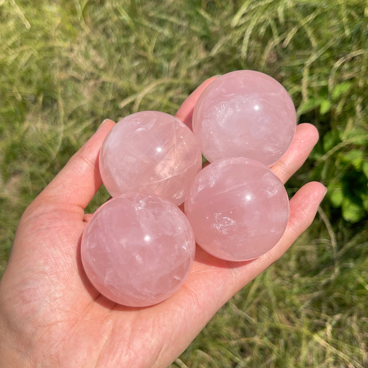 Natural Crystal Rose Quartz Sphere
