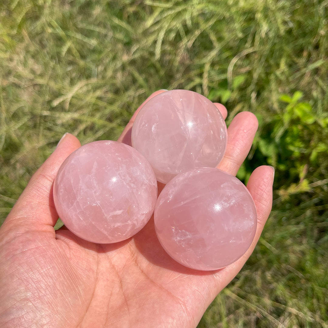 Natural Crystal Rose Quartz Sphere