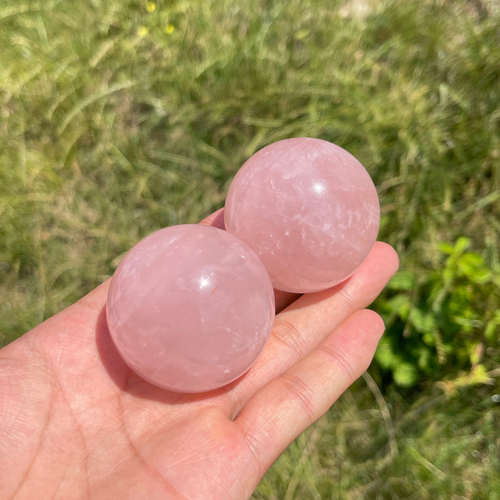 Natural Crystal Rose Quartz Sphere