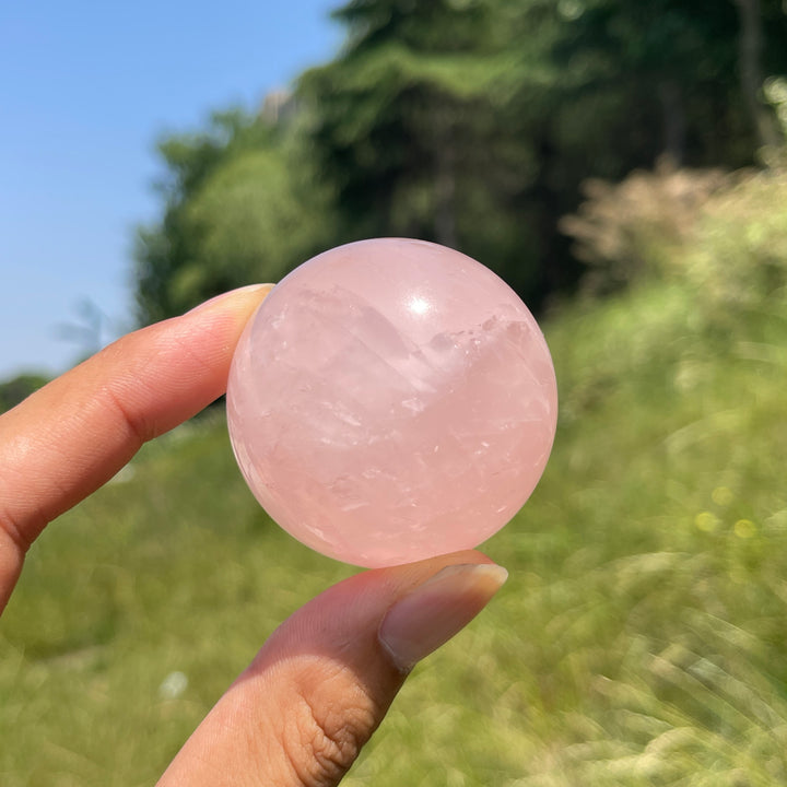 Natural Crystal Rose Quartz Sphere