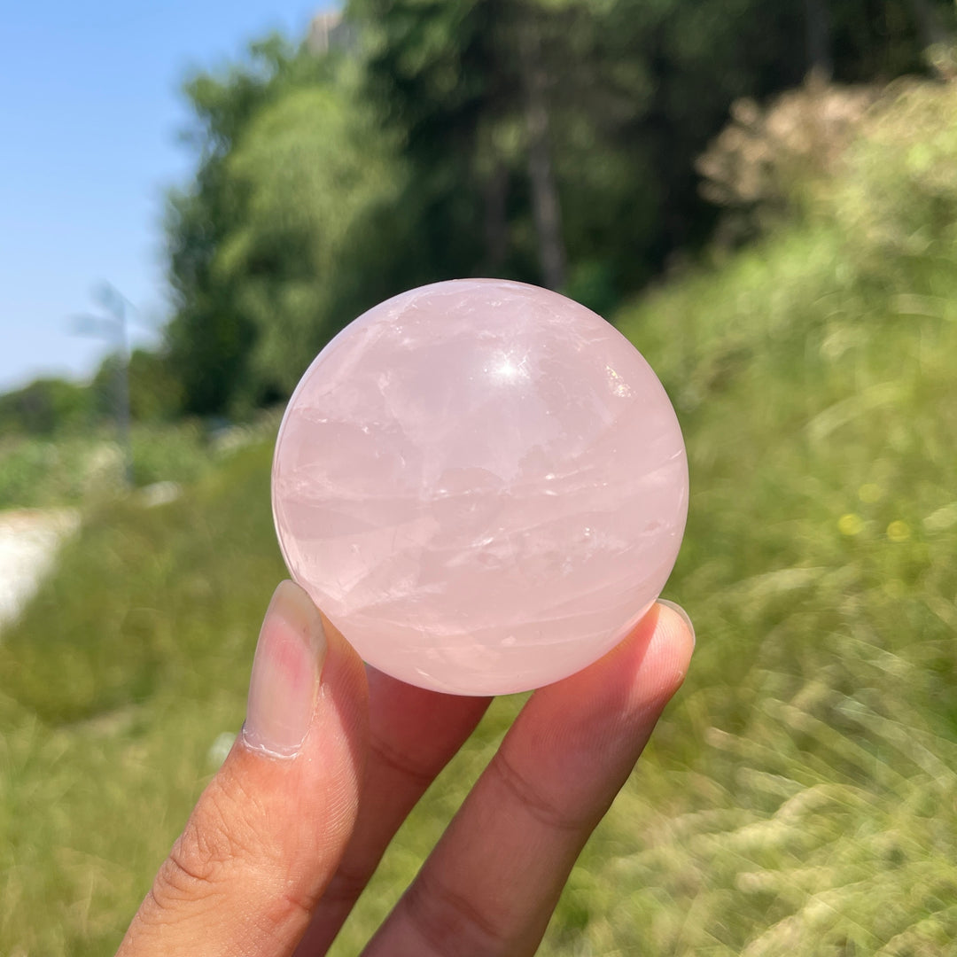 Natural Crystal Rose Quartz Sphere