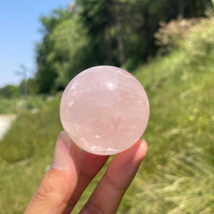 Natural Crystal Rose Quartz Sphere