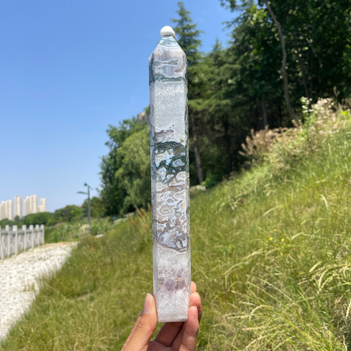 Unique,Natural Large Moss Agate Point