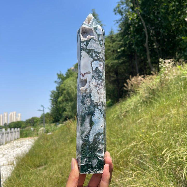 Unique,Natural Large Moss Agate Point