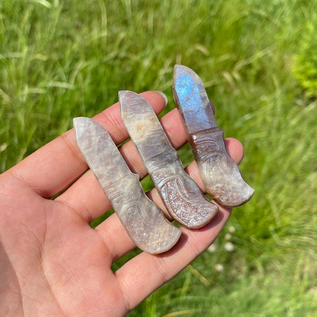 Soleil et Lune en Obsidienne Dorée/Argentée